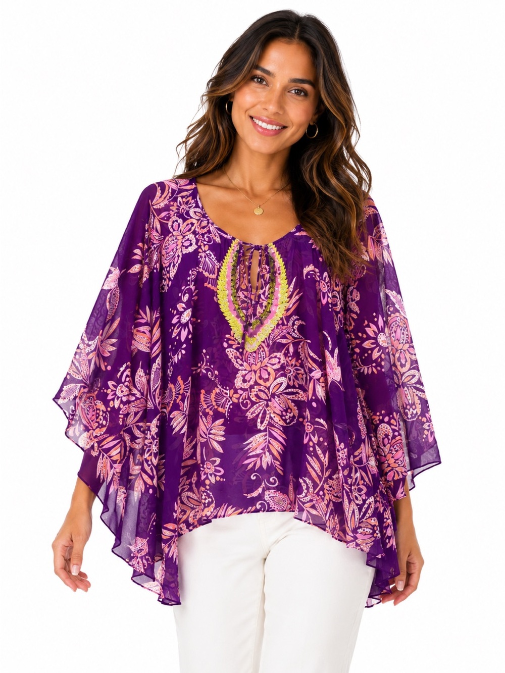 Moda International Purple Silk Kimono, Size L‎